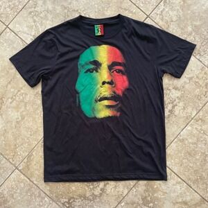 Bob Marley Jamaica Collection Graphic T-Shirt‎ Mens XL Black Rasta Portrait